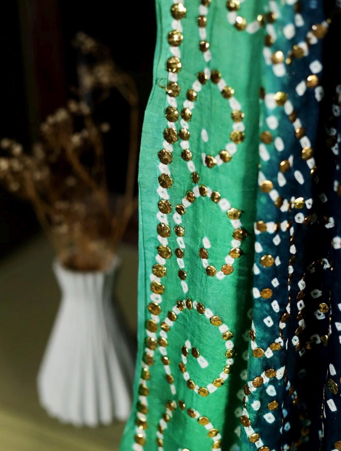 Blue Kamdani Embroidered Shawl: Indian Bridal Tilla Shawl