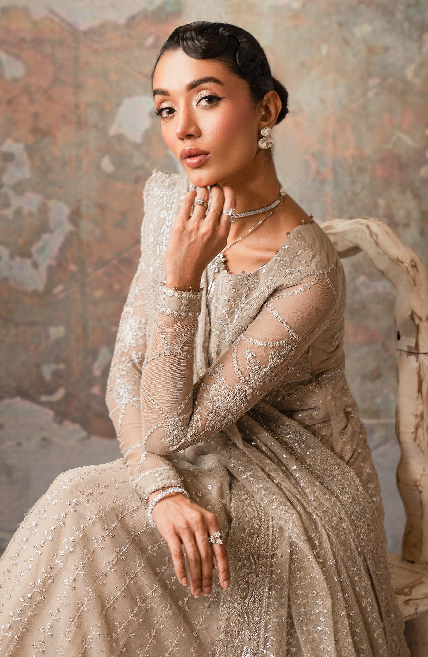 Sequined Embroidered Net Saree | Pakistani Gown, Eid & Diwali