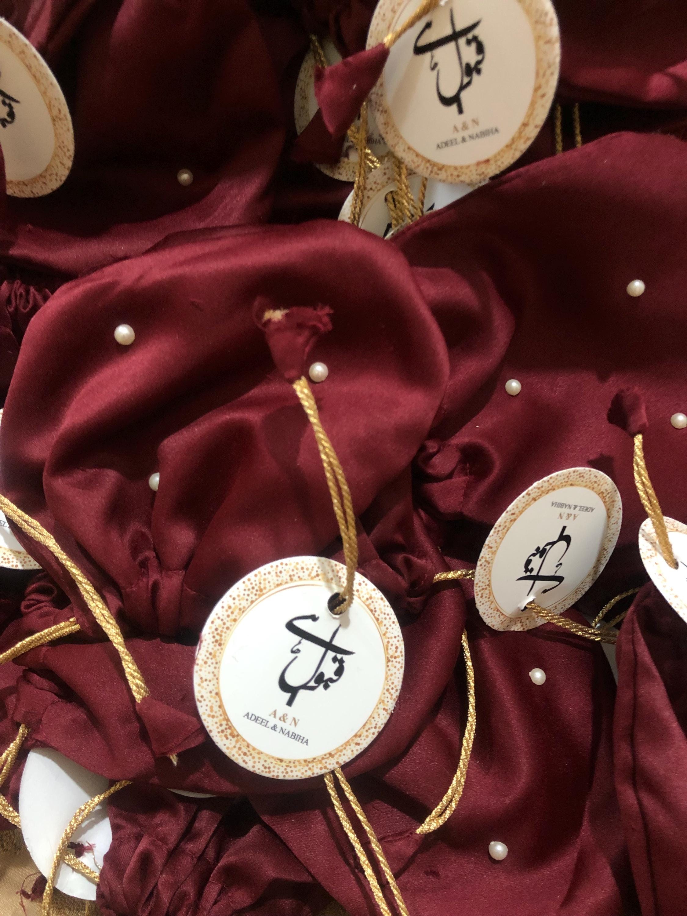 Nikkah Favors, Custom Qabool Hai Pouches, Muslim Wedding (100 pc)